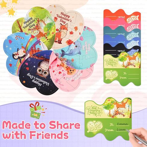 24 Packs Valentines Cards for Kids Classroom with Heart Jigsaw Puzzle Set,Valentines Day Gifts for Kids School,Classroom Must Haves Exchange Prizes Valentines Party Favors for Him Her Boys and Girls in Saudi Arabia
