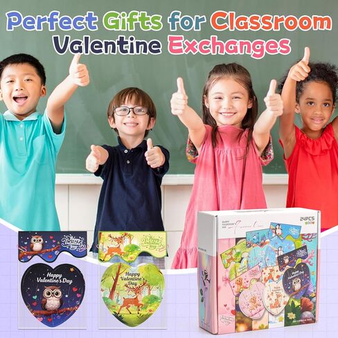 24 Packs Valentines Cards for Kids Classroom with Heart Jigsaw Puzzle Set,Valentines Day Gifts for Kids School,Classroom Must Haves Exchange Prizes Valentines Party Favors for Him Her Boys and Girls in Saudi Arabia