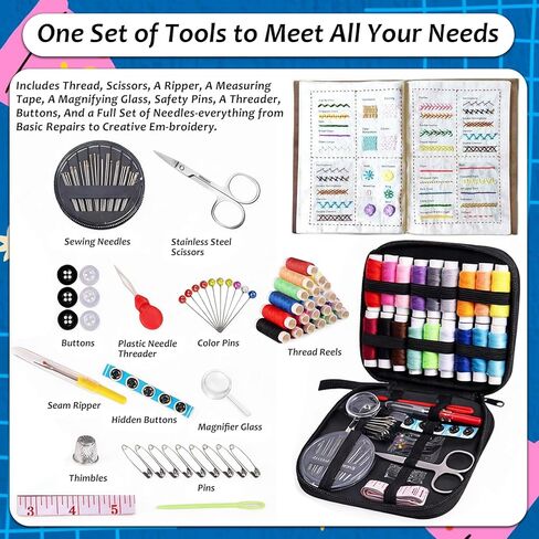 مجموعة كتب غرز التطريز من كونال، كتاب غرز التطريز مع 128 نمطًا، يأتي مع مجموعة أدوات كاملة، مجموعة أنماط التطريز اليدوي لعشاق الخياطة والخياطة in Kuwait