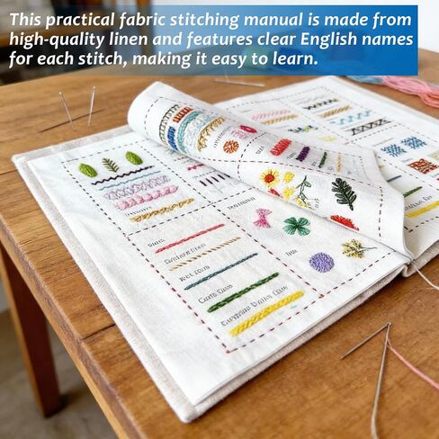 مجموعة كتب غرز التطريز من كونال، كتاب غرز التطريز مع 128 نمطًا، يأتي مع مجموعة أدوات كاملة، مجموعة أنماط التطريز اليدوي لعشاق الخياطة والخياطة in Kuwait