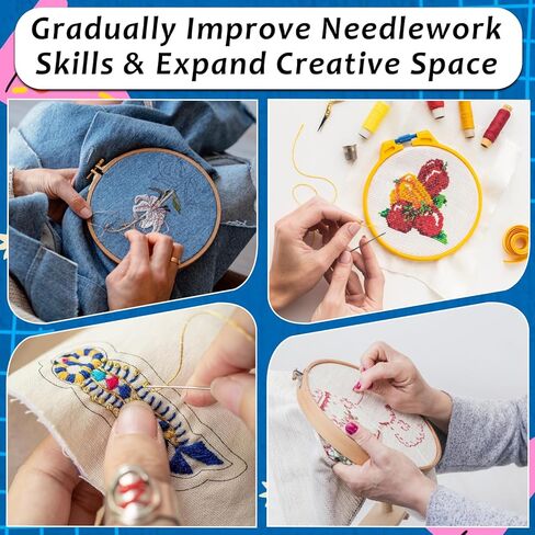 مجموعة كتب غرز التطريز من كونال، كتاب غرز التطريز مع 128 نمطًا، يأتي مع مجموعة أدوات كاملة، مجموعة أنماط التطريز اليدوي لعشاق الخياطة والخياطة in Kuwait