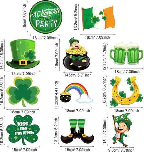 30 Pieces St. Patrick's Day Hanging Decorations Green Lucky Irish Shamrock Clover Leprechaun Horseshoe Sign Foil Swirls Ceiling Decor for Saint Patrick Party Lucky Day Home Party Favors Supplies in Saudi Arabia