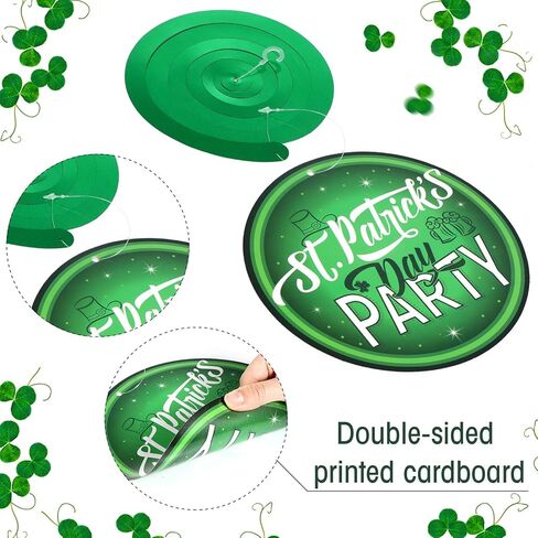30 Pieces St. Patrick's Day Hanging Decorations Green Lucky Irish Shamrock Clover Leprechaun Horseshoe Sign Foil Swirls Ceiling Decor for Saint Patrick Party Lucky Day Home Party Favors Supplies in Saudi Arabia