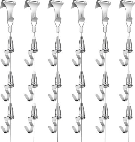 Adjustable Picture Hanging Wire Kit, 6PCS 1.5M Stainless Steel Art Display System, 55LB Load Capacity, S Hooks for Gallery Exhibition Mirror Billboards in Saudi Arabia