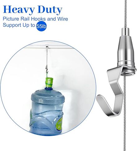 Adjustable Picture Hanging Wire Kit, 6PCS 1.5M Stainless Steel Art Display System, 55LB Load Capacity, S Hooks for Gallery Exhibition Mirror Billboards in Saudi Arabia