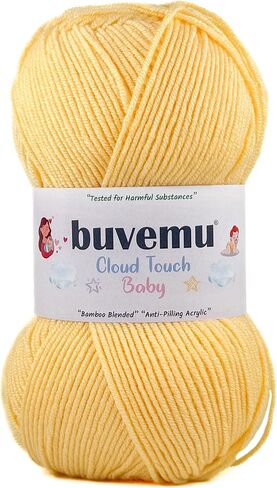 Cloud Touch Baby - خيوط DK ناعمة مضادة للوبر لملابس الأطفال والبطانيات والكروشيه والحياكة أميجورومي، 90% أكريليك 10% فيسكوز مشتق من الخيزران، 3.53 أونصة / 262 ياردة (أصفر فاتح، عبوة واحدة) in Kuwait