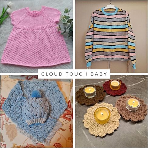 Cloud Touch Baby - خيوط DK ناعمة مضادة للوبر لملابس الأطفال والبطانيات والكروشيه والحياكة أميجورومي، 90% أكريليك 10% فيسكوز مشتق من الخيزران، 3.53 أونصة / 262 ياردة (أصفر فاتح، عبوة واحدة) in Kuwait