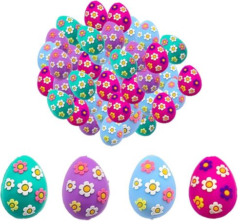 Decoendiy 20Pcs Easter Silicone Focal Beads for Pen,3D Egg Shaped Silicone Round Rubber Spacer Beads with Daisy Bulk for Keychain Making Bracelet Necklace Handmade Crafts in Saudi Arabia
