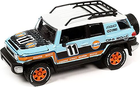 2007 FJ Cruiser #11 Light Blue Gulf Oil with Roofrack Limited Edition to 6000 Pieces Worldwide 1/64 Diecast Model Car by Johnny Lightning JLCP7415 in Kuwait