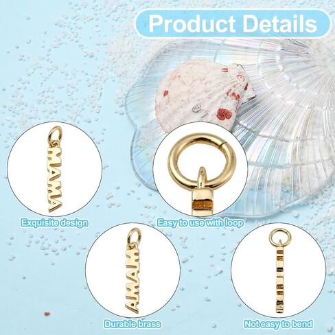 KitBeads 10 قطع 18 كيلو مطلية بالذهب الحقيقي ماما سحر النحاس كلمة الأم المعلقات الحب الأم الذاكرة حلية سحر لصنع المجوهرات السائبة in Saudi Arabia