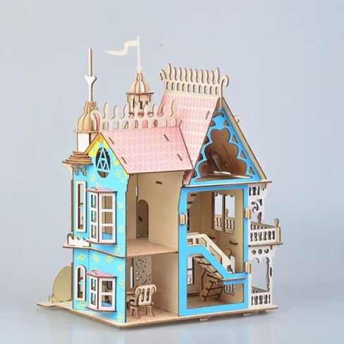 3D Puzzle Dollhouse for Kids, 3D Jigsaw Dollhouse Puzzle for Girls - Educational Paper Craft Toys for Game Xmas Birthday Easter Gifts, Easy to Assemble ，174pcs in Saudi Arabia