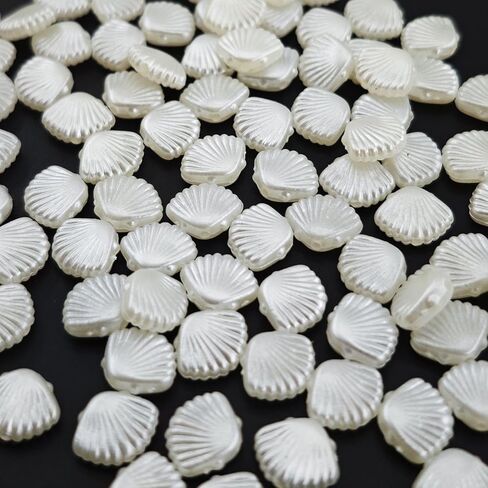 100 قطعة من الخرز المسطح للسوار، خرز جمالي أبيض لطيف مع ثقوب، إكسسوارات حورية البحر السائبة للنساء مشبك شعر DIY لصنع المجوهرات من الراتنج للحرف اليدوية in Kuwait