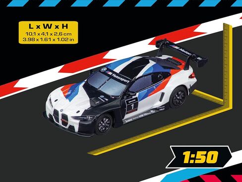 سيارة سباق كاريرا الهجينة BMW M4 GT3 BMW M Motorsport، رقم 1 بمقياس 1:50، أضواء أمامية وخلفية USB-C قابلة للشحن RC مركبة إضافية in Saudi Arabia
