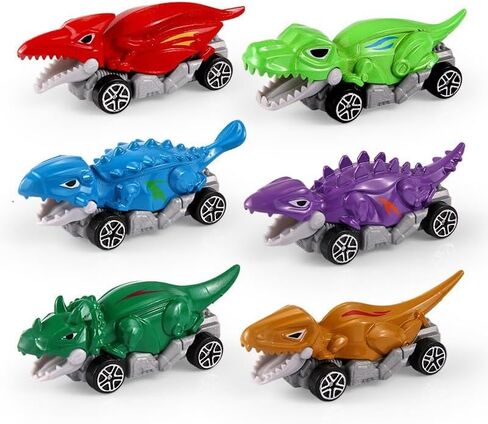 Dinosaur Car Toys Set, 6 Pack Metal Dinosaur Vehicles, Kids Toys for Ages 3-5 (6) in Saudi Arabia