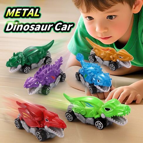 Dinosaur Car Toys Set, 6 Pack Metal Dinosaur Vehicles, Kids Toys for Ages 3-5 (6) in Saudi Arabia
