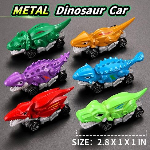 Dinosaur Car Toys Set, 6 Pack Metal Dinosaur Vehicles, Kids Toys for Ages 3-5 (6) in Saudi Arabia