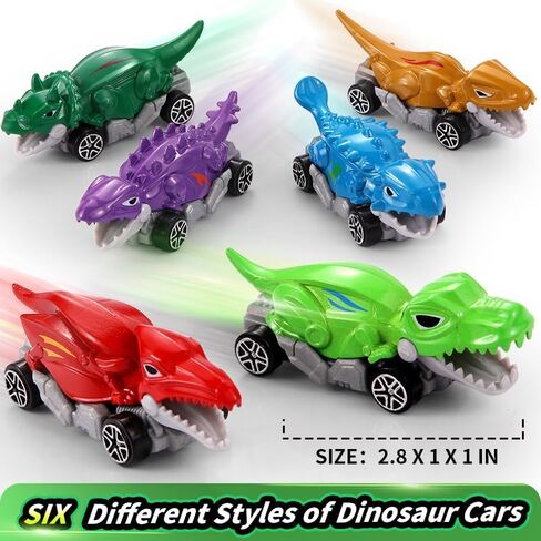 Dinosaur Car Toys Set, 6 Pack Metal Dinosaur Vehicles, Kids Toys for Ages 3-5 (6) in Saudi Arabia