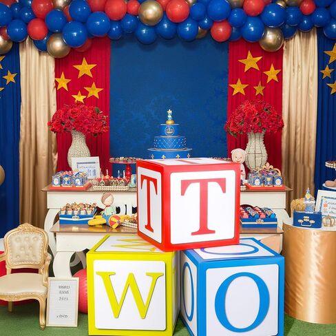3 Pcs 2nd Birthday Balloon Box Set, Toy Inspire Balloon Blocks 11.8 x 11.8 Inches Birthday Party Supplies Decorations for Toy Theme Parties Celebration Baby Shower(Two) in Saudi Arabia
