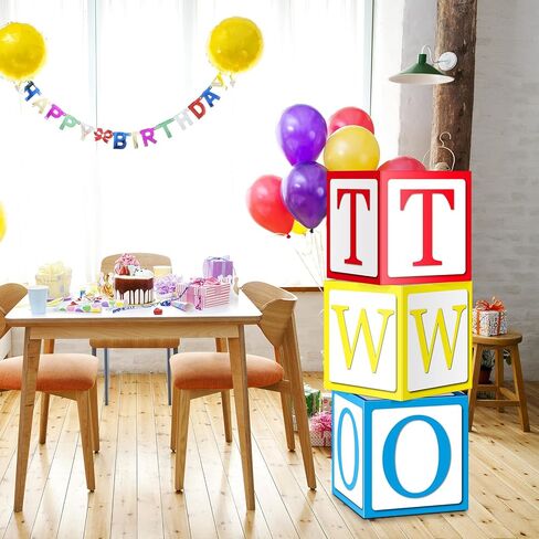 3 Pcs 2nd Birthday Balloon Box Set, Toy Inspire Balloon Blocks 11.8 x 11.8 Inches Birthday Party Supplies Decorations for Toy Theme Parties Celebration Baby Shower(Two) in Saudi Arabia