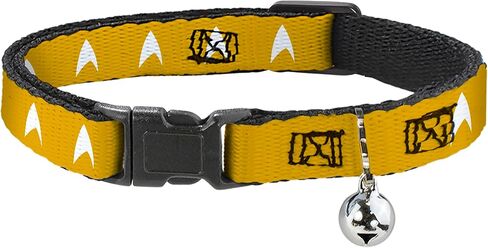 CBS Studios Inc. Cat Collar, Breakaway Collar with Bell, Star Trek Starfleet Insignia Golden Yellow White, 8.5 to 12 Inches 0.5 Inch Wide in Saudi Arabia