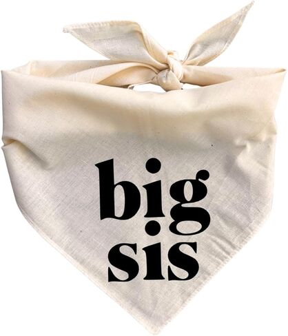 Big Sis Dog Bandana Beige Cream Minimal Simple Creamy tan Natural Cotton Baby Announcement Pregnancy Announcement in Saudi Arabia