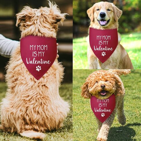 My Mom is My Valentine Valentines Day Dog Bandana Pet Bandanas for Small Medium Dogs Rose Red Dog Bandana Photo Prop Pet Scarf Accessories for Pet Lovers Gifts in Saudi Arabia