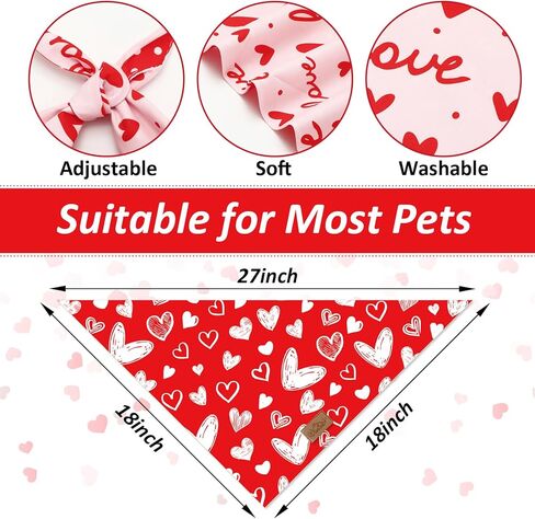 Whaline 2PCS عيد الحب الكلب باندانا على الوجهين الوردي الأحمر الحب القلب مثلث الحيوانات الأليفة وشاح قابل للتعديل الحيوانات الأليفة منديل الكلب مريلة لمتوسط ​​كبير الكلب القط عيد ميلاد زي الملحقات in Saudi Arabia