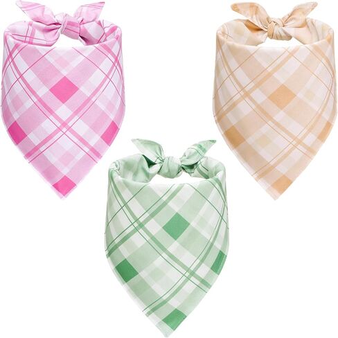 3 Pcs Plaid Dog Bandanas Large Spring Summer Triangle Scarf Reversible Bibs Plaid Handkerchief for Medium Large Dogs Pets in Saudi Arabia