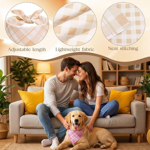 3 Pcs Plaid Dog Bandanas Large Spring Summer Triangle Scarf Reversible Bibs Plaid Handkerchief for Medium Large Dogs Pets in Saudi Arabia