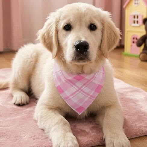 3 Pcs Plaid Dog Bandanas Large Spring Summer Triangle Scarf Reversible Bibs Plaid Handkerchief for Medium Large Dogs Pets in Saudi Arabia