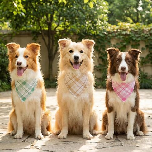 3 Pcs Plaid Dog Bandanas Large Spring Summer Triangle Scarf Reversible Bibs Plaid Handkerchief for Medium Large Dogs Pets in Saudi Arabia