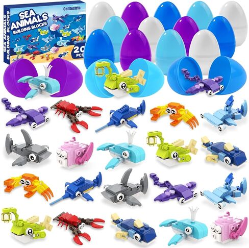 30pcs Valentines Building Blocks, Valentine's Day Gifts Toys for Kids Marine Animals Building Toys with Cards for Boy Girl Classroom School Gifts Exchange Prizes Valentine Party Favors in Saudi Arabia