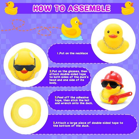 ديكورات لوحة قيادة السيارة على شكل بطة مطاطية رائعة - بطة ميكانيكية مفك براغي مضحكة مع قبعة صلبة، نظارات شمسية، قلادة وأداة، ملحق سيارة آمن من جل السيليكا لتزيين لوحة القيادة in Kuwait