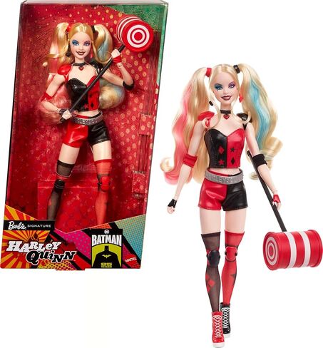 Barbie Signature Harley Quinn Collector Doll with Posable Body, Iconic Outfit, and Mallet Accessory, DC Batman 85th Anniversary Collectible in Saudi Arabia