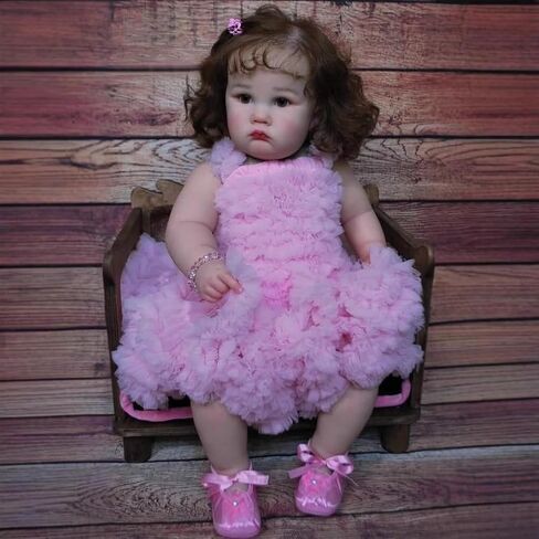 Reborn Toddler Dolls Girl 24 Inch Lifelike Baby Doll Realistic Toddler Doll Girl Look Real Cute Fat Reborn Baby Weighted Real Life Baby Doll Toys with Accessories for Kids in Saudi Arabia