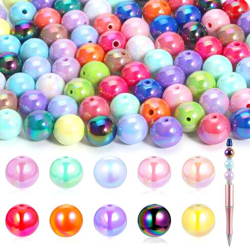 100 Pcs Beads for Pens 14mm Color Acrylic Beads Focal Rainbow Acrylic Bead Cute Candy Colors Spacer Bead for DIY Crafting Necklace Bracelet Jewelry Making Keychain(Mix-Color) in Saudi Arabia