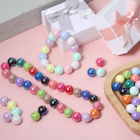 100 Pcs Beads for Pens 14mm Color Acrylic Beads Focal Rainbow Acrylic Bead Cute Candy Colors Spacer Bead for DIY Crafting Necklace Bracelet Jewelry Making Keychain(Mix-Color) in Saudi Arabia
