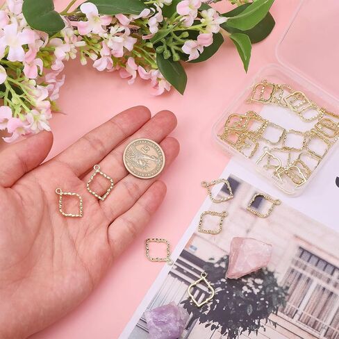 CHGCRAFT 30 Pcs Open Back Bezel Pendants Hollow Rectangle Pendant for Resin Alloy Rectangle Frame Charms Blank Hollow Pendant for Earrings Bracelets Necklaces Jewelry Making in Saudi Arabia