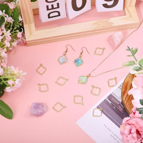 CHGCRAFT 30 Pcs Open Back Bezel Pendants Hollow Rectangle Pendant for Resin Alloy Rectangle Frame Charms Blank Hollow Pendant for Earrings Bracelets Necklaces Jewelry Making in Saudi Arabia
