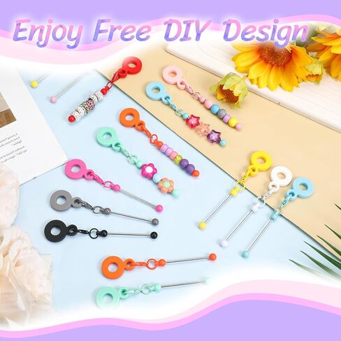20 Pcs Beadable Tumbler Straw Charm Adapters Beaded Cup Charm Blank Bar Straw DIY Beaded Silicone Pendant Ornament for Tumbler Decorations Cup Accessories in Saudi Arabia