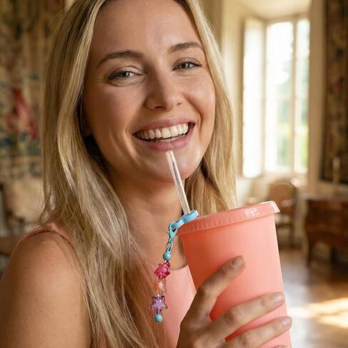 20 Pcs Beadable Tumbler Straw Charm Adapters Beaded Cup Charm Blank Bar Straw DIY Beaded Silicone Pendant Ornament for Tumbler Decorations Cup Accessories in Saudi Arabia