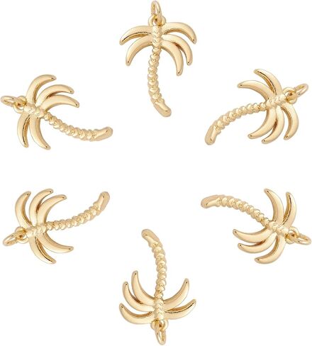 KitBeads 10pcs 18k Real Gold Plated Coconut Tree Charms Brass Tropical Hawaii Palm Charm for Jewelry Making Bracelets Bulk in Saudi Arabia