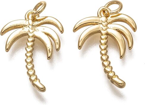 KitBeads 10pcs 18k Real Gold Plated Coconut Tree Charms Brass Tropical Hawaii Palm Charm for Jewelry Making Bracelets Bulk in Saudi Arabia