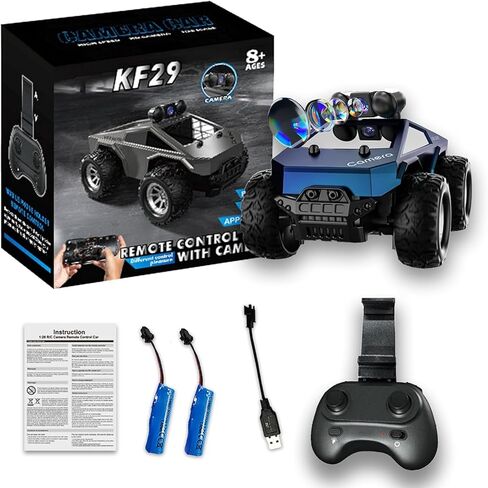 1:28 Scale FPV Monster Truck RC Cars with 720P HD Camera, 2.4GHz Remote Control Car, All-Terrain Off-Road RC Truck with Body Light, 2 Rechargeable Batteries, Toy Gift for Kids Adults Boys in Saudi Arabia
