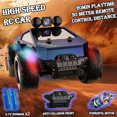 1:28 Scale FPV Monster Truck RC Cars with 720P HD Camera, 2.4GHz Remote Control Car, All-Terrain Off-Road RC Truck with Body Light, 2 Rechargeable Batteries, Toy Gift for Kids Adults Boys in Saudi Arabia
