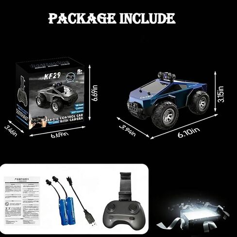 1:28 Scale FPV Monster Truck RC Cars with 720P HD Camera, 2.4GHz Remote Control Car, All-Terrain Off-Road RC Truck with Body Light, 2 Rechargeable Batteries, Toy Gift for Kids Adults Boys in Saudi Arabia