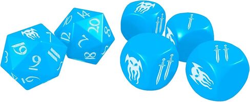Modiphius Entertainment: Cohors Cthulhu RPG: Atlantean Crystal Dice Pack - 6 Piece Set, Blue & White, 2X d20, 4X d6, Hidden War Emblems, Accessory in Saudi Arabia