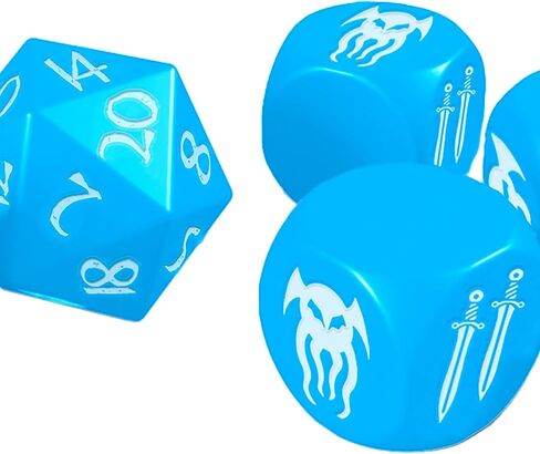 Modiphius Entertainment: Cohors Cthulhu RPG: Atlantean Crystal Dice Pack - 6 Piece Set, Blue & White, 2X d20, 4X d6, Hidden War Emblems, Accessory in Saudi Arabia