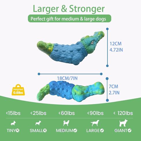 Dog Chew Toys for Aggressive Chewers: Tough Squeaky Crocodile Toy for Small, Medium, Large Breed to Keep Them Busy & Clean Teeth,Indoor Fun Dog Toy in Saudi Arabia