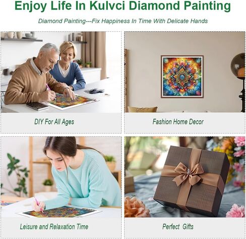 Kulvci Mandala Diamond Painting Kits for Adults, Round Full Drill Diamond Art Kits, 5D DIY Diamonds Crafts for Home Wall Decoration Gifts 12×12Inch in Saudi Arabia